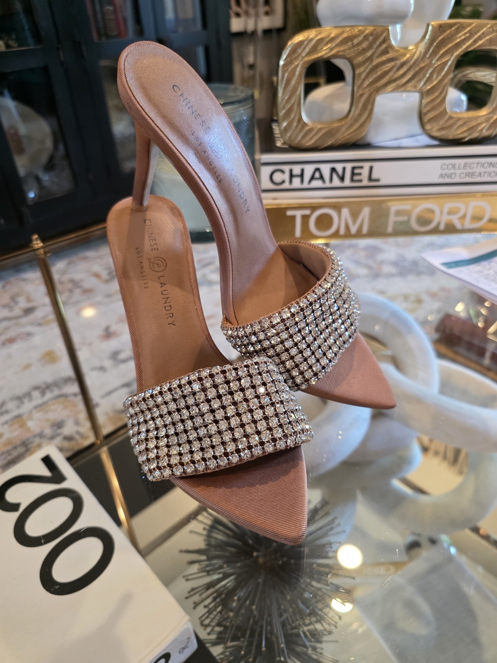 Chinese Laundry Nude Crystal MULES Heels SIZE 9